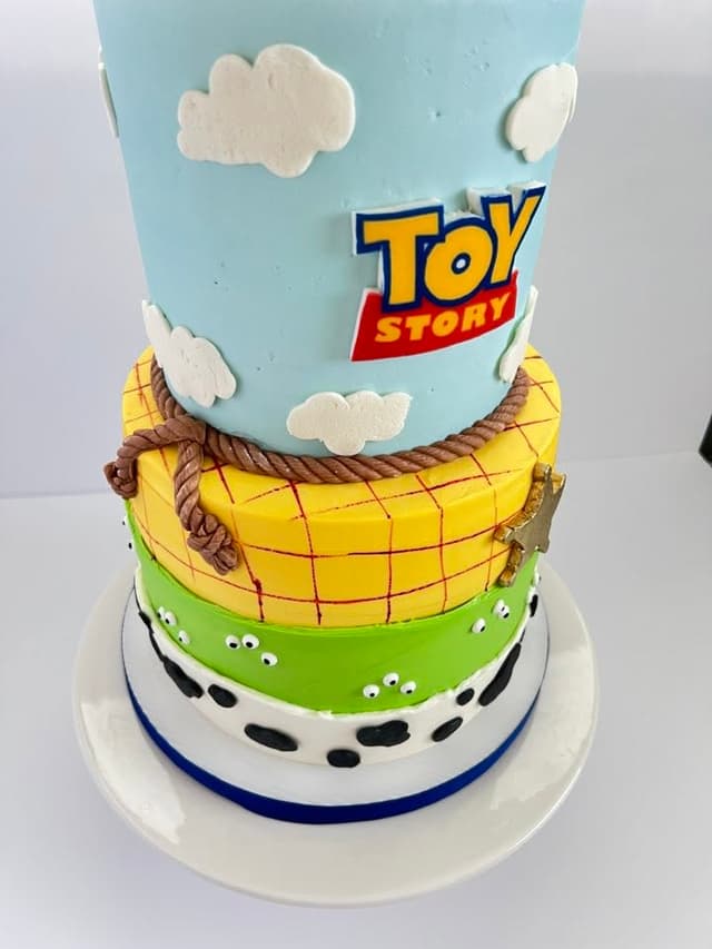 Toy Story themed tiered birthday cake